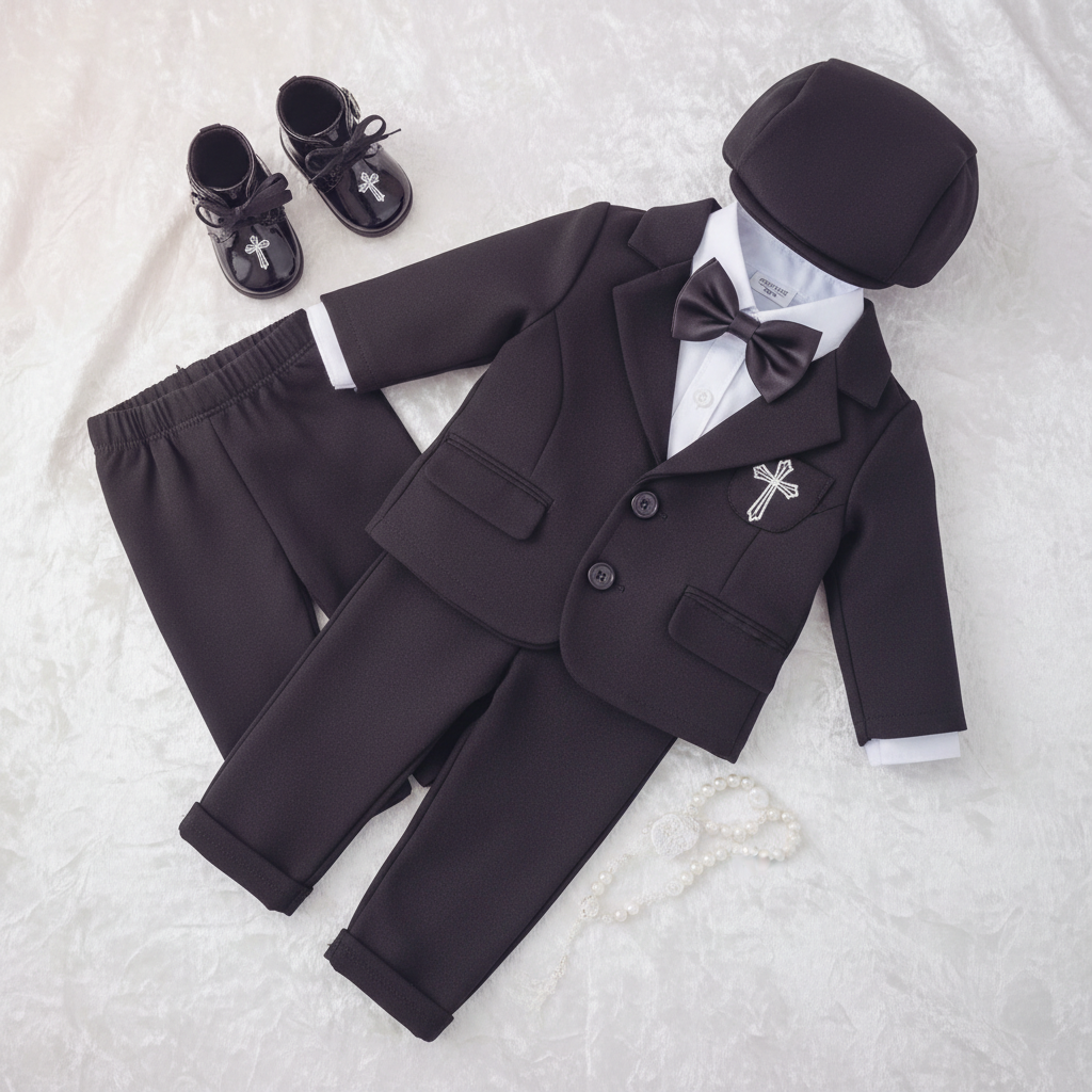 Ensemble baptême garçon - Noir