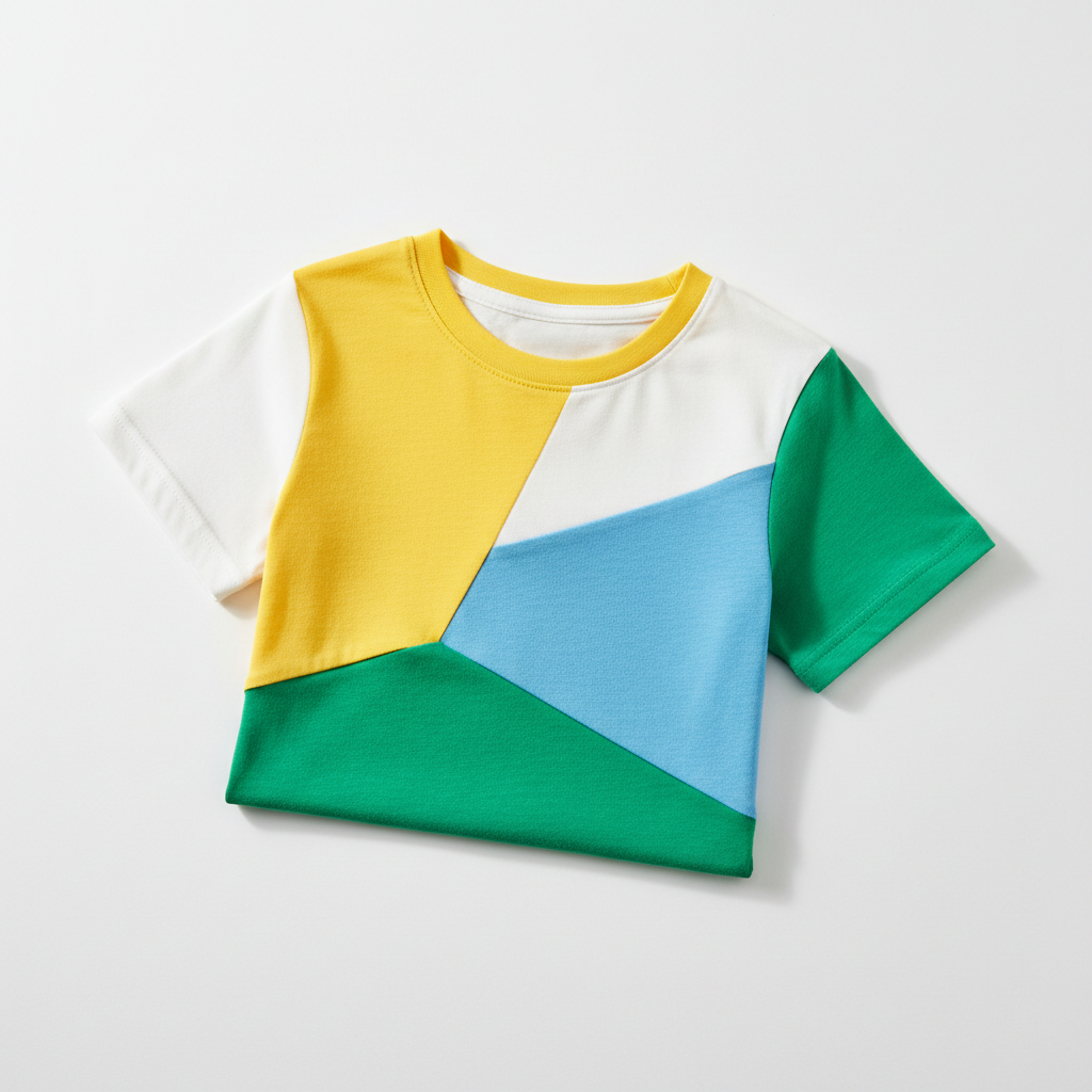 T-shirt coloré pour petit garçon sur fond blanc