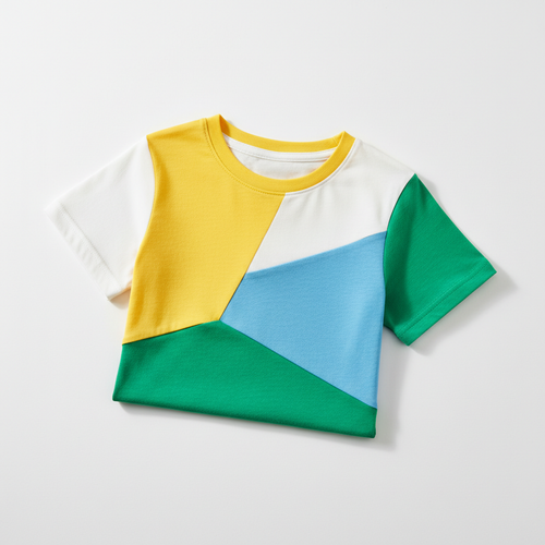 T-shirt coloré pour petit garçon sur fond blanc