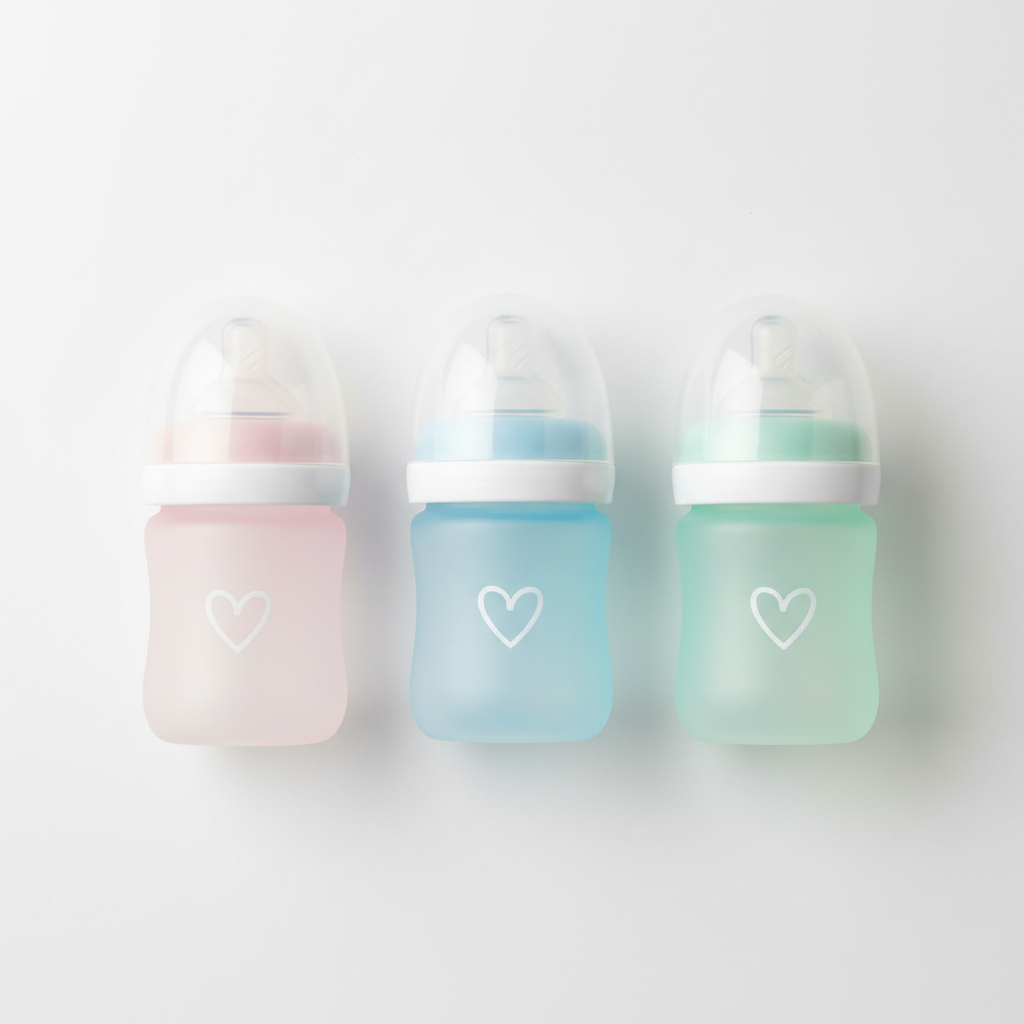 Lot de 3 biberons bébé 150ml rose bleu vert menthe