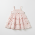 Robe d'été bébé fille rose avec volants et détails floraux