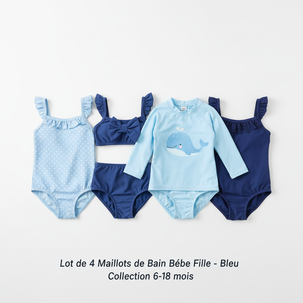 Lot maillots de bain bébé fille bleu