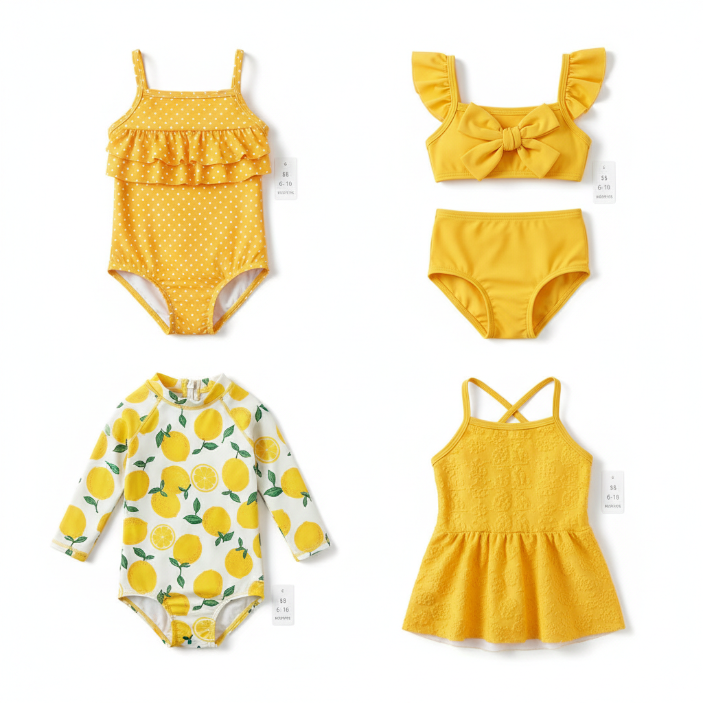 Lot maillots de bain bébé fille jaune
