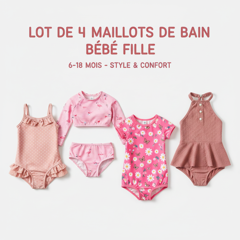 Lot maillots de bain bébé fille rose