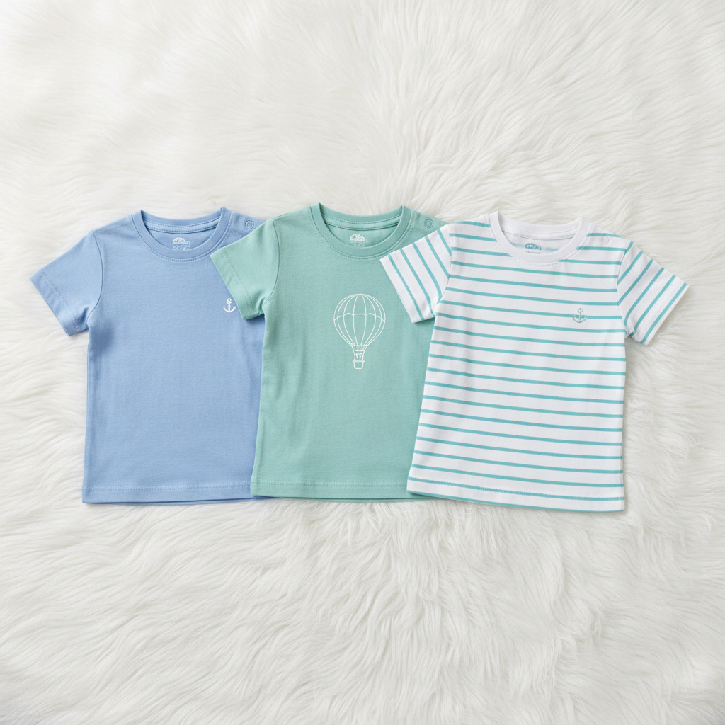 Lot t-shirts bébé garçon - Bleu ciel