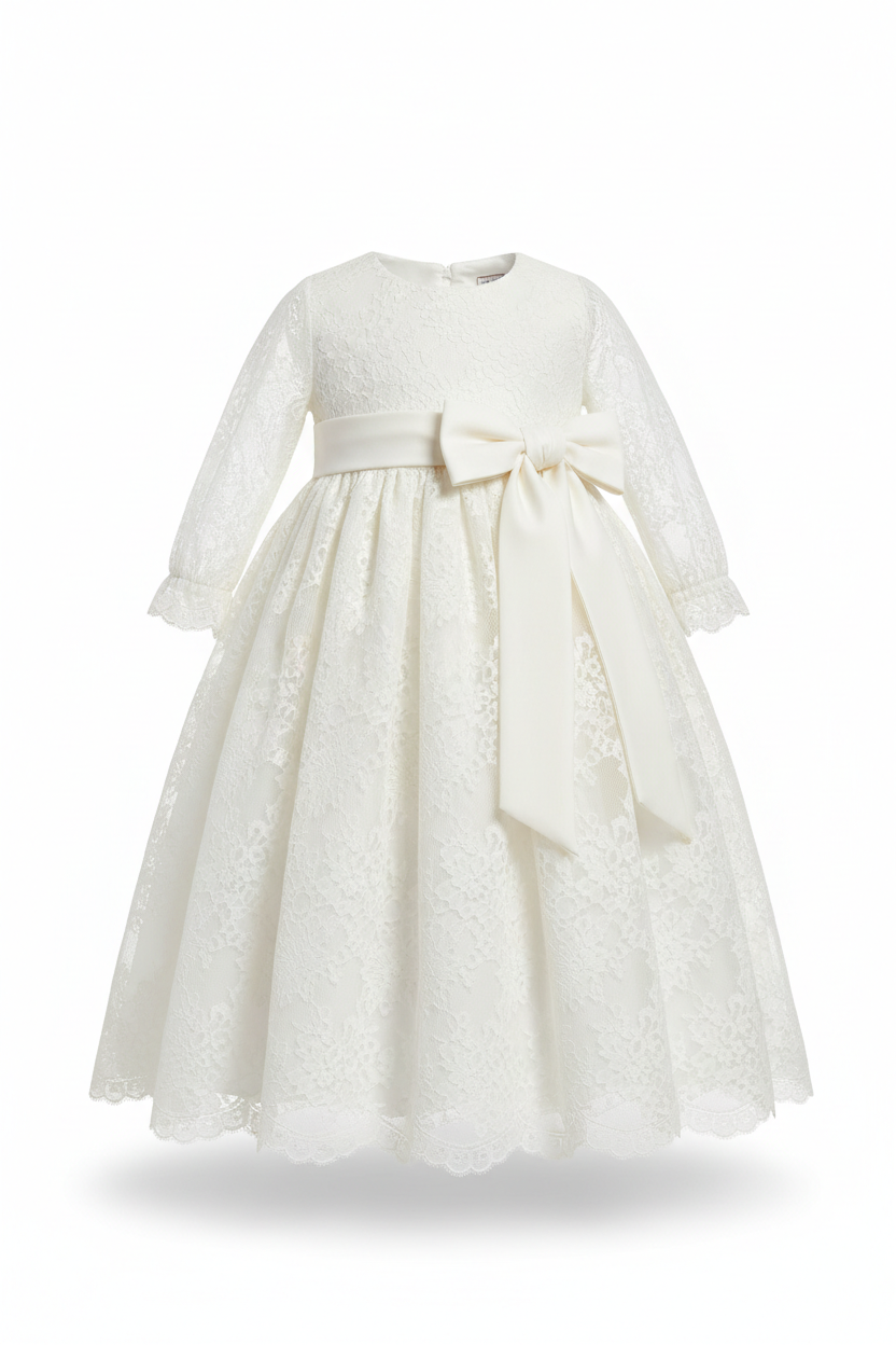 Robe baptême longue dentelle