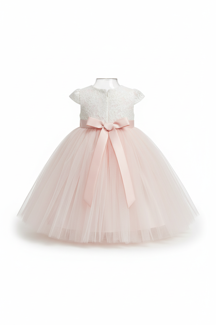 Robe baptême rose pastel